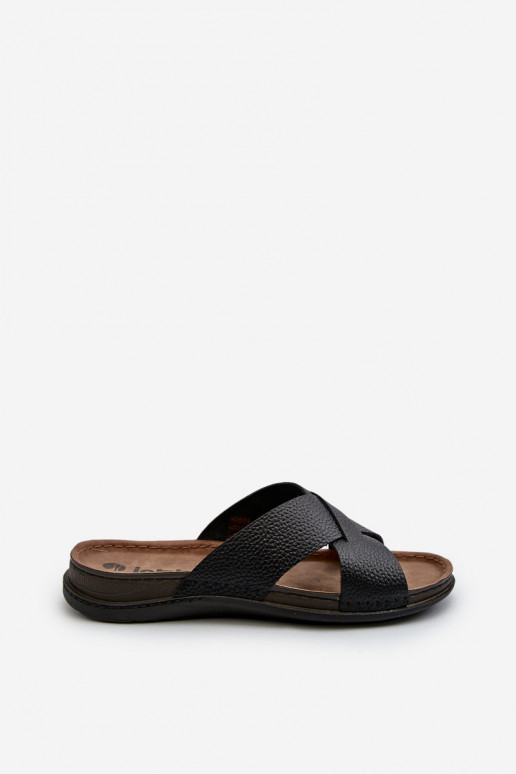 Chinelos leves e confortáveis em couro ecológico Inblu GV00001I preto Chinelos leves e confortáveis em couro ecológico Inblu GV00001I preto