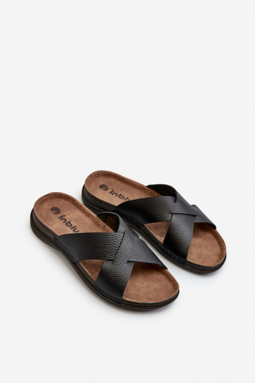 Chinelos leves e confortáveis em couro ecológico Inblu GV00001I preto Chinelos leves e confortáveis em couro ecológico Inblu GV00001I preto