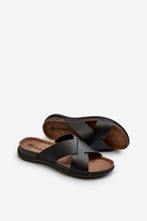 Chinelos leves e confortáveis em couro ecológico Inblu GV00001I preto Chinelos leves e confortáveis em couro ecológico Inblu GV00001I preto