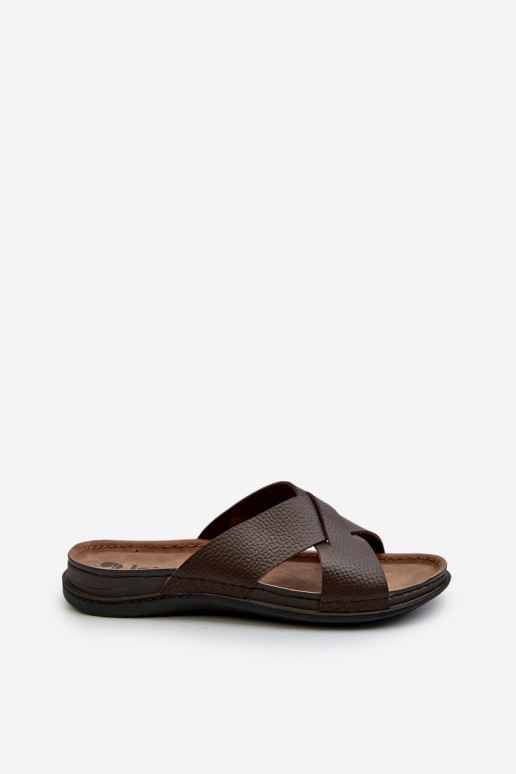 Chinelos leves e confortáveis em couro ecológico Inblu GV00001I marrom Chinelos leves e confortáveis em couro ecológico Inblu GV00001I marrom