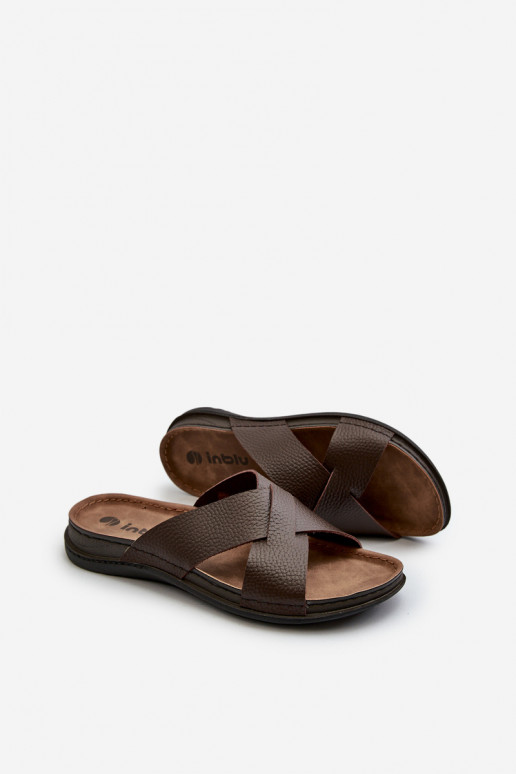 Chinelos leves e confortáveis em couro ecológico Inblu GV00001I marrom Chinelos leves e confortáveis em couro ecológico Inblu GV00001I marrom