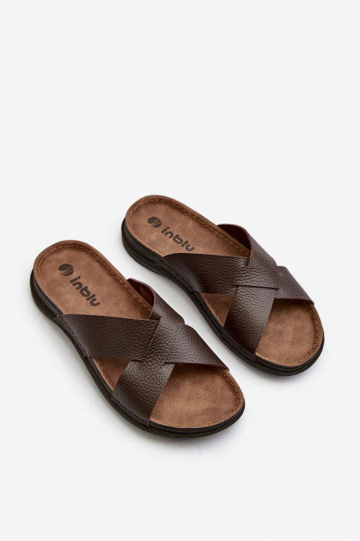 Chinelos leves e confortáveis em couro ecológico Inblu GV00001I marrom Chinelos leves e confortáveis em couro ecológico Inblu GV00001I marrom