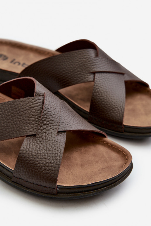 Chinelos leves e confortáveis em couro ecológico Inblu GV00001I marrom Chinelos leves e confortáveis em couro ecológico Inblu GV00001I marrom