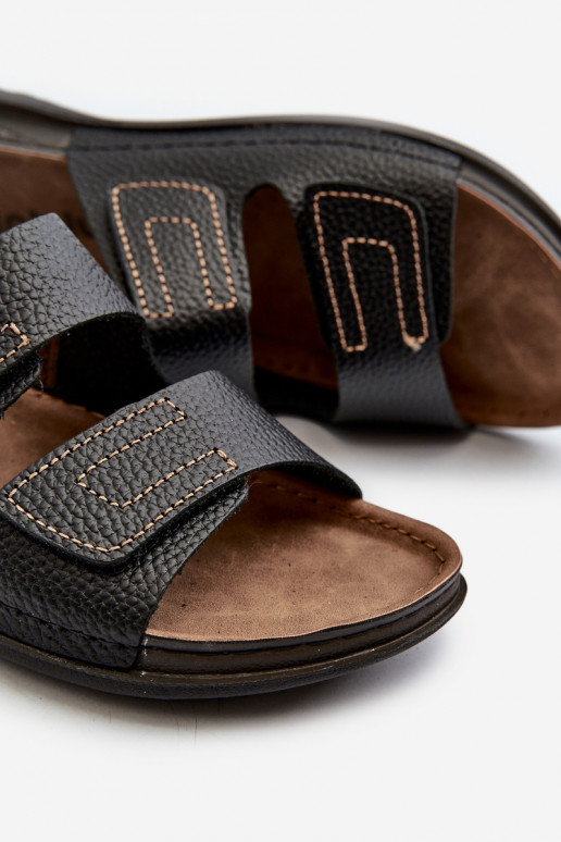 Chinelos Confortáveis Masculinos Com Listras Com Velcro Inblu GV00002I Preto Chinelos Confortáveis Masculinos Com Listras Com Velcro Inblu GV00002I Preto