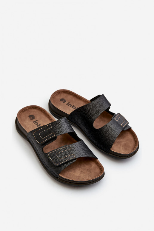 Chinelos Confortáveis Masculinos Com Listras Com Velcro Inblu GV00002I Preto Chinelos Confortáveis Masculinos Com Listras Com Velcro Inblu GV00002I Preto