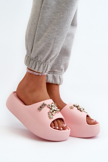 Chinelos femininos Lengwa Chinelos leves com lindos detalhes na cor rosa Orchia 2