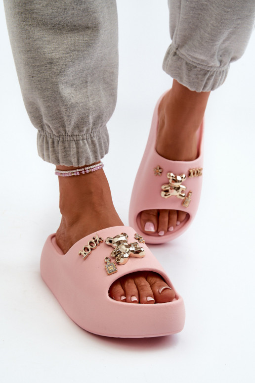 Chinelos femininos Lengwa Chinelos leves com lindos detalhes na cor rosa Orchia