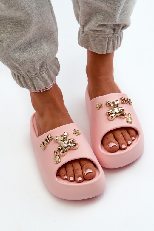 Chinelos femininos Lengwa Chinelos leves com lindos detalhes na cor rosa Orchia