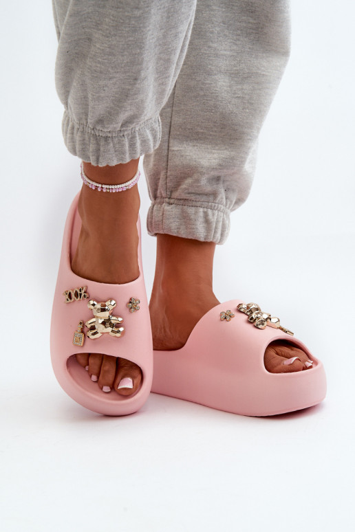 Chinelos femininos Lengwa Chinelos leves com lindos detalhes na cor rosa Orchia