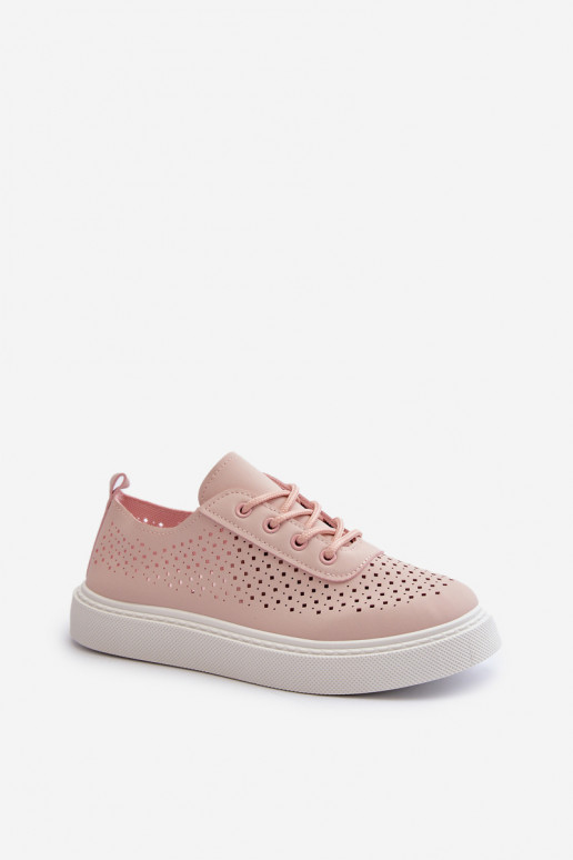 com elementos perfurados sapatos de lazer modelo tênis com plataforma cor rosa Tanvi com elementos perfurados sapatos de lazer modelo tênis com plataforma cor rosa Tanvi