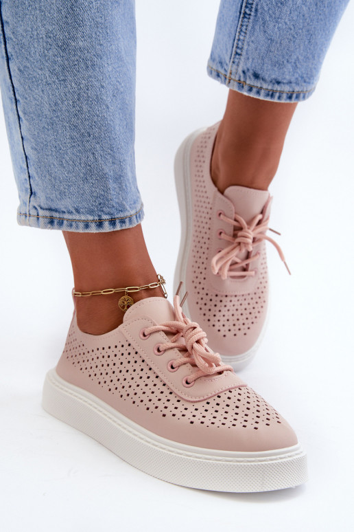 com elementos perfurados sapatos de lazer modelo tênis com plataforma cor rosa Tanvi com elementos perfurados sapatos de lazer modelo tênis com plataforma cor rosa Tanvi