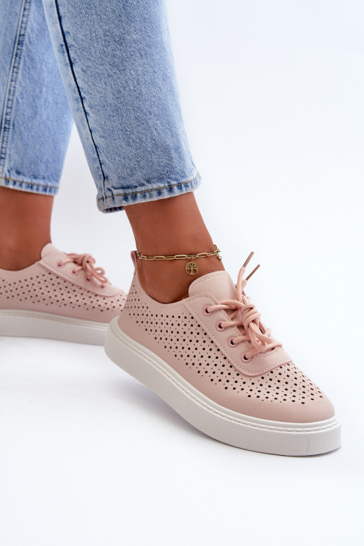 com elementos perfurados sapatos de lazer modelo tênis com plataforma cor rosa Tanvi com elementos perfurados sapatos de lazer modelo tênis com plataforma cor rosa Tanvi