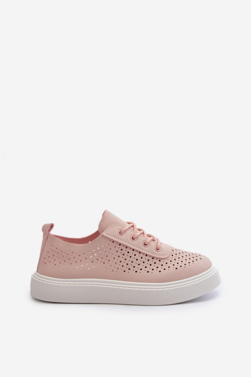 com elementos perfurados sapatos de lazer modelo tênis com plataforma cor rosa Tanvi com elementos perfurados sapatos de lazer modelo tênis com plataforma cor rosa Tanvi