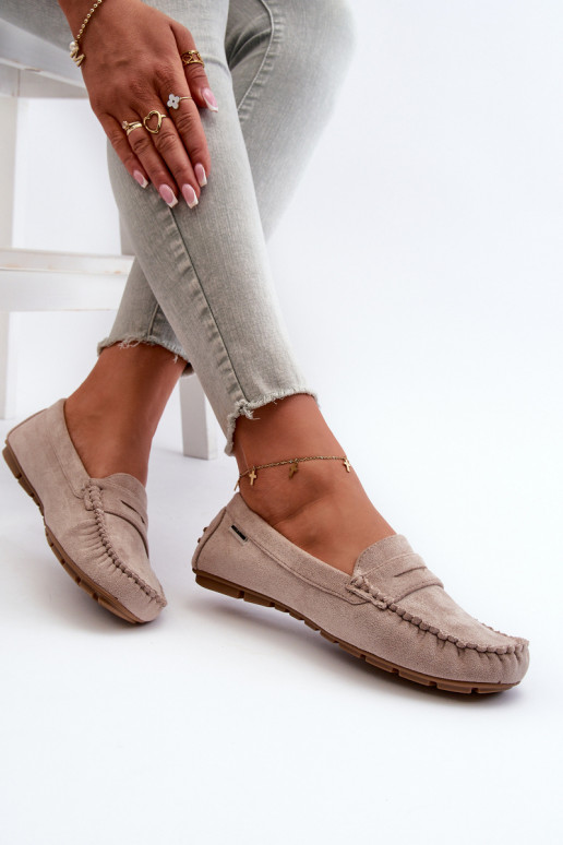 mocassins femininos Z em camurça ecológica marfim Rerceria