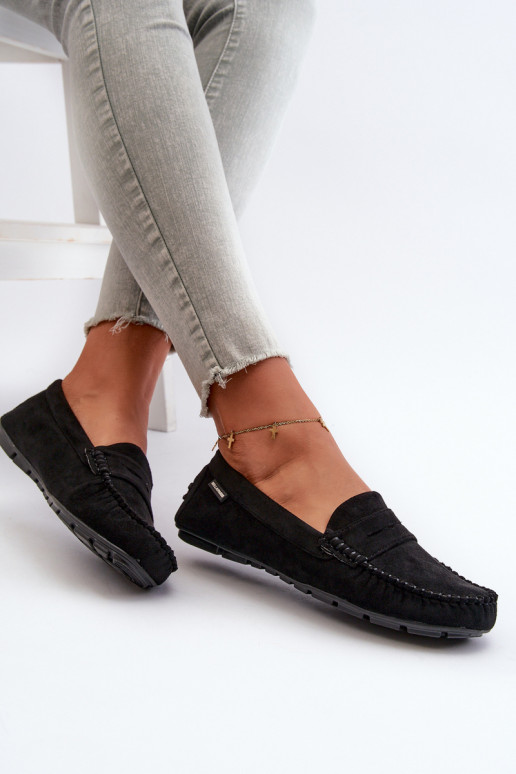 mocassins femininos Z em camurça ecológica cor preta Rerceria