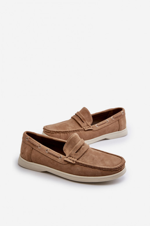 Mocassins masculinos Z em camurça ecológica bege Rivanell
