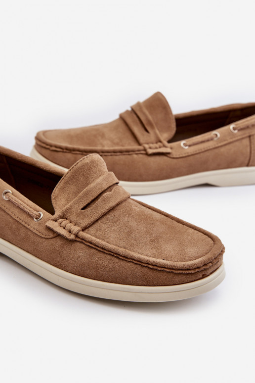 Mocassins masculinos Z em camurça ecológica bege Rivanell