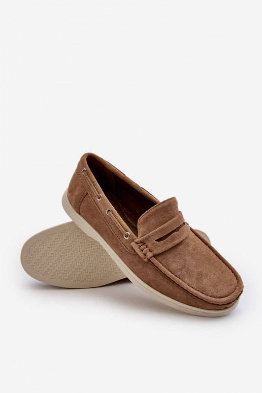 Mocassins masculinos Z em camurça ecológica bege Rivanell
