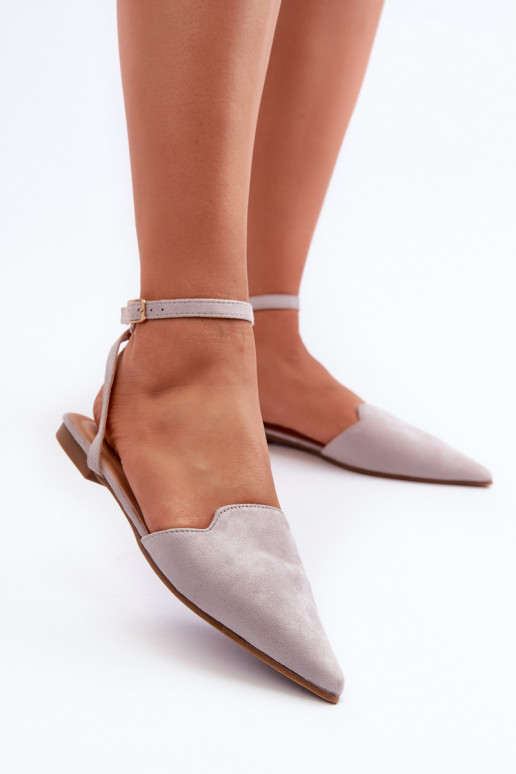 sapatilhas com fitas feitas de camurça ecológica Z Sapatos de bico fino cinza Ellesara