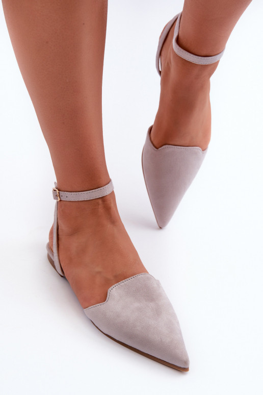 sapatilhas com fitas feitas de camurça ecológica Z Sapatos de bico fino cinza Ellesara