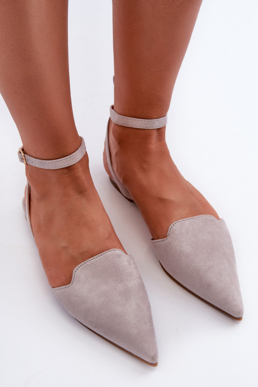 sapatilhas com fitas feitas de camurça ecológica Z Sapatos de bico fino cinza Ellesara