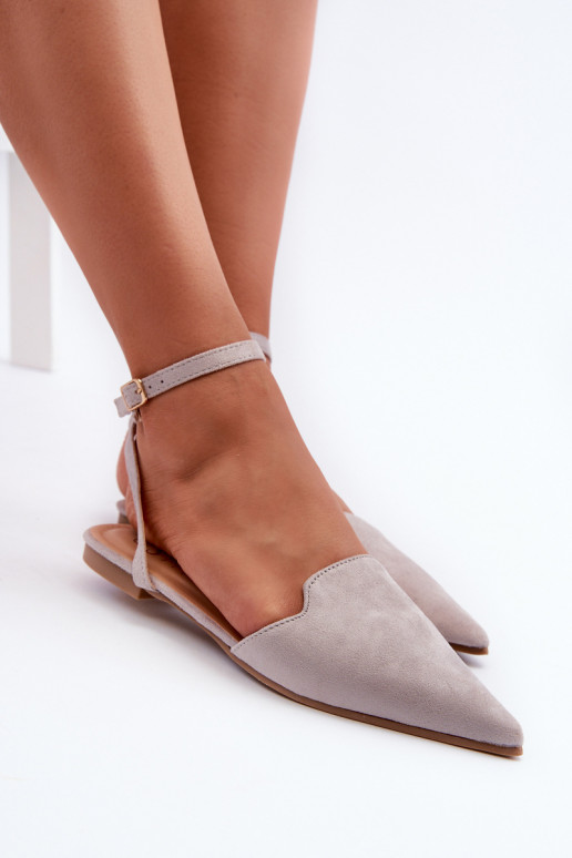 sapatilhas com fitas feitas de camurça ecológica Z Sapatos de bico fino cinza Ellesara