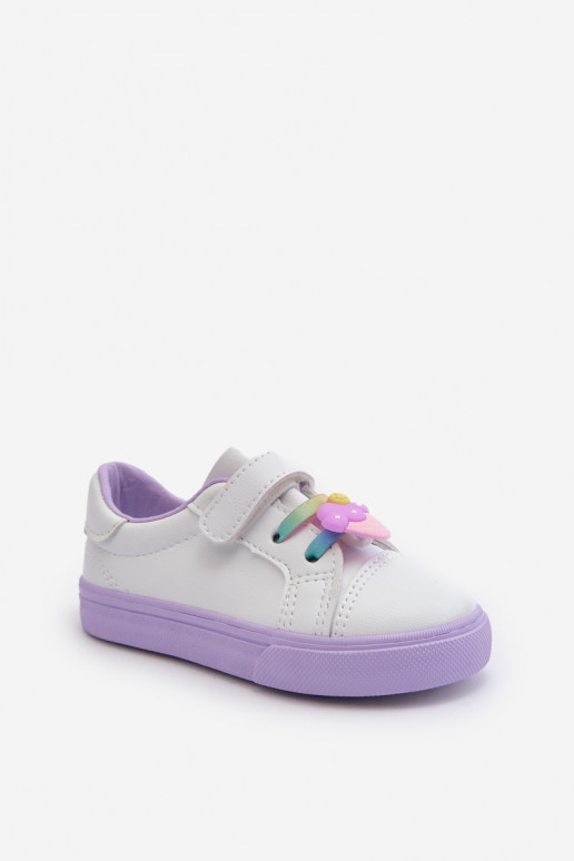 Tênis infantil calçado de lazer Z Przypinku Branco-Roxo Pennyn Tênis infantil calçado de lazer Z Przypinku Branco-Roxo Pennyn
