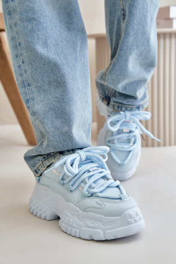 Modelo de tênis sapatos femininos com sola maciça da moda cor azul Nevela 2