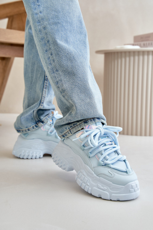 Modelo de tênis sapatos femininos com sola maciça da moda cor azul Nevela