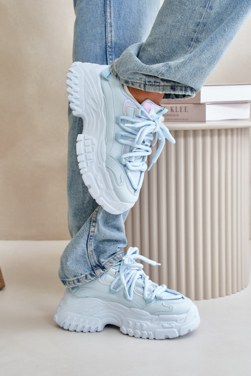 Modelo de tênis sapatos femininos com sola maciça da moda cor azul Nevela