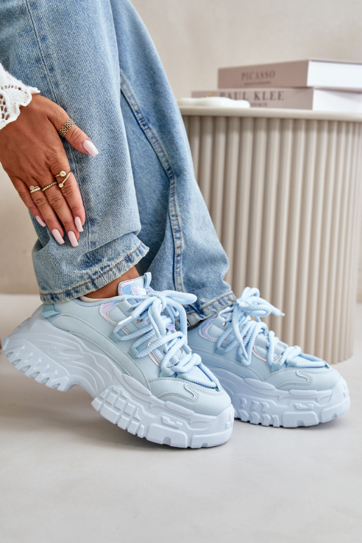 Modelo de tênis sapatos femininos com sola maciça da moda cor azul Nevela Modelo de tênis sapatos femininos com sola maciça da moda cor azul Nevela