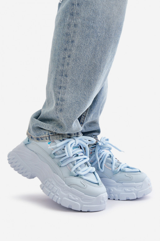 Modelo de tênis sapatos femininos com sola maciça da moda cor azul Nevela