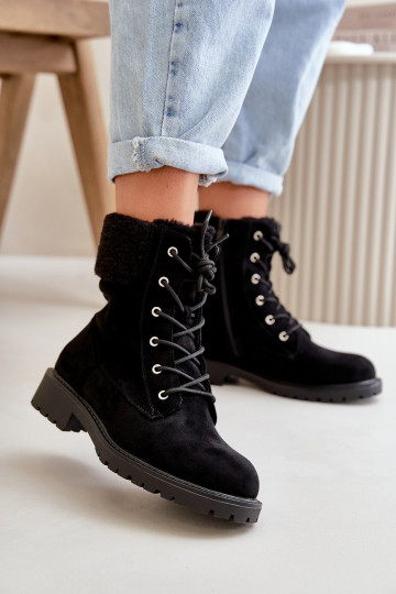 Botins femininos de trabalho aquecidos To the Castle na cor preta Mivael
