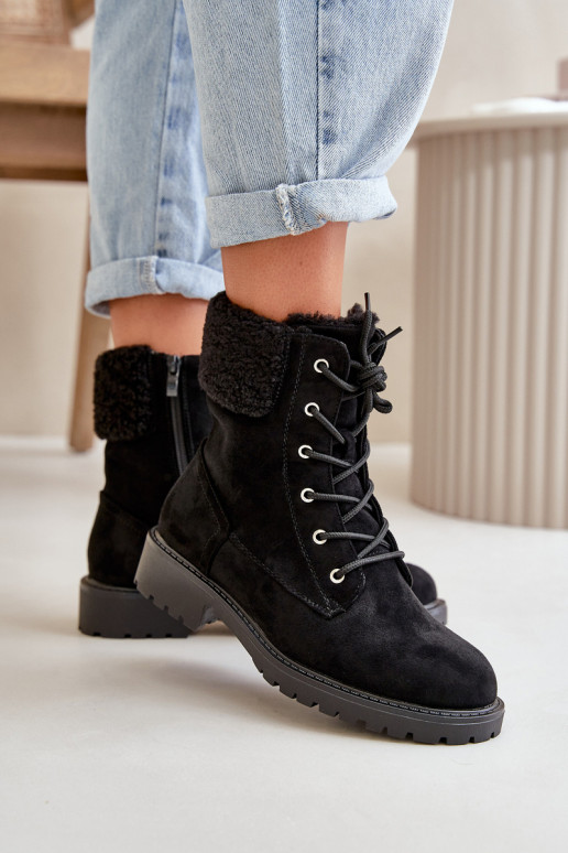 Botins femininos de trabalho aquecidos To the Castle na cor preta Mivael