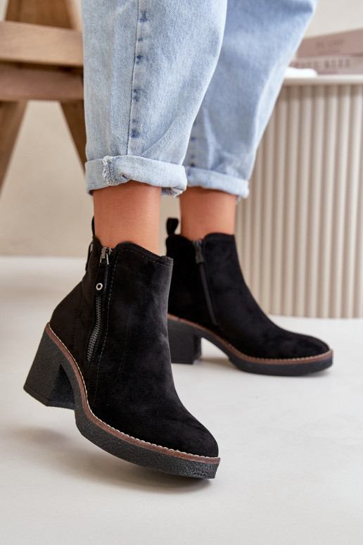 botas femininas aquecidas Z feitas de camurça ecológica cor preta Velarilla