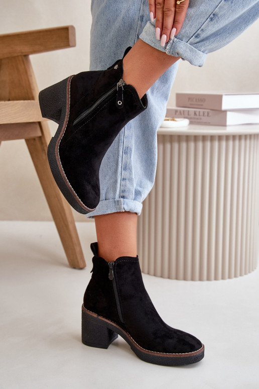 botas femininas aquecidas Z feitas de camurça ecológica cor preta Velarilla