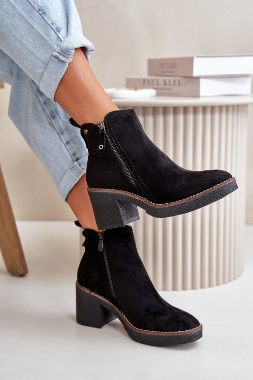 botas femininas aquecidas Z feitas de camurça ecológica cor preta Velarilla