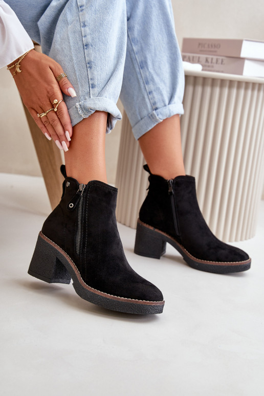 botas femininas aquecidas Z feitas de camurça ecológica cor preta Velarilla