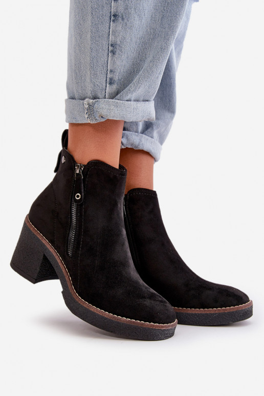 botas femininas aquecidas Z feitas de camurça ecológica cor preta Velarilla