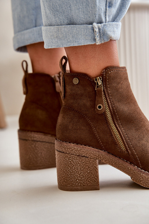 botas femininas aquecidas Z feitas de camurça ecológica Velarilla marrom escuro