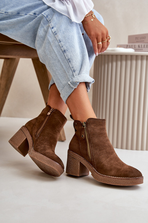 botas femininas aquecidas Z feitas de camurça ecológica Velarilla marrom escuro