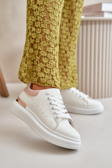 Baixo Sapatos de lazer com uma plataforma de couro ecológico Branco-rosa Nevelena