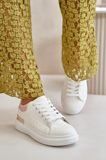 Baixo Sapatos de lazer com uma plataforma de couro ecológico Branco-rosa Nevelena 2