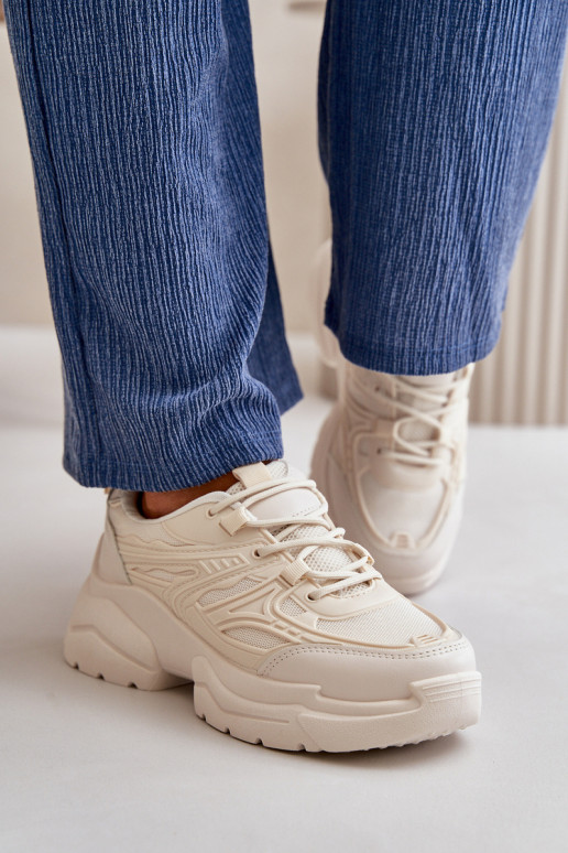 calçados esportivos tênis modelo sapatos femininos com sola maciça da moda marfim Lerista