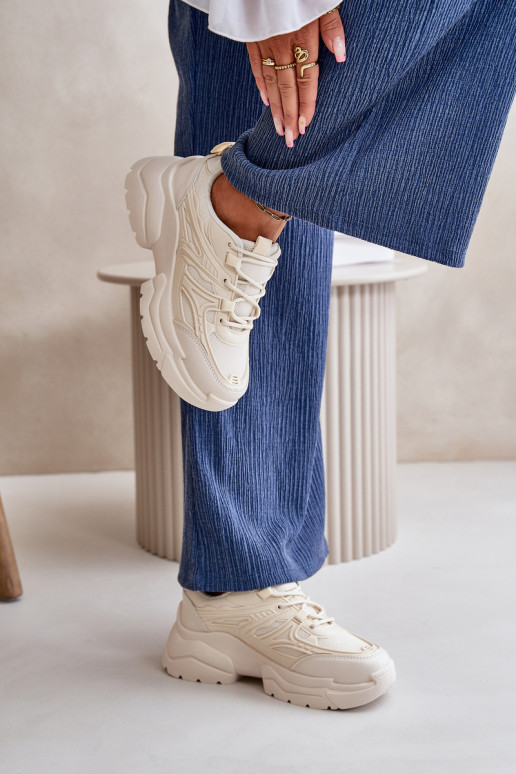 calçados esportivos tênis modelo sapatos femininos com sola maciça da moda marfim Lerista