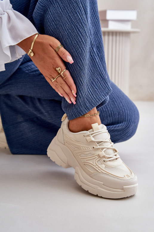 calçados esportivos tênis modelo sapatos femininos com sola maciça da moda marfim Lerista