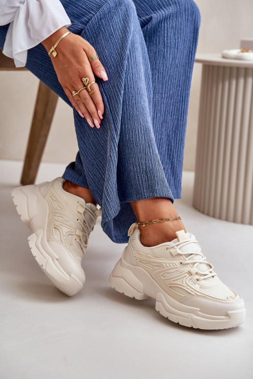 calçados esportivos tênis modelo sapatos femininos com sola maciça da moda marfim Lerista