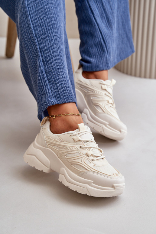 calçados esportivos tênis modelo sapatos femininos com sola maciça da moda marfim Lerista