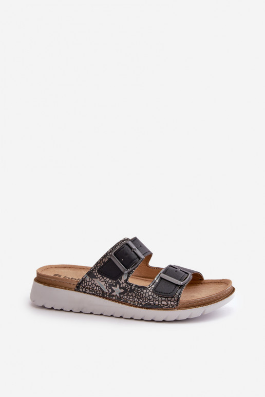 Feminino Chinelos confortáveis com fivelas Inblu CN000033 azul escuro Feminino Chinelos confortáveis com fivelas Inblu CN000033 azul escuro