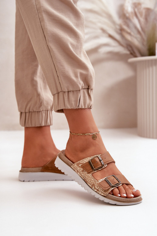 Feminino Chinelos confortáveis com fivelas Inblu CN000033 cor marrom Feminino Chinelos confortáveis com fivelas Inblu CN000033 cor marrom